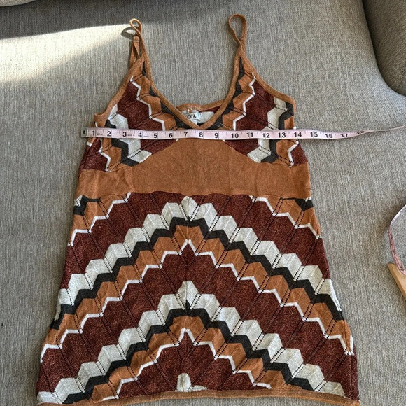 Lucca metallic brown 1970’s retro vibe style knit tank top size medium - Picture 10 of 12